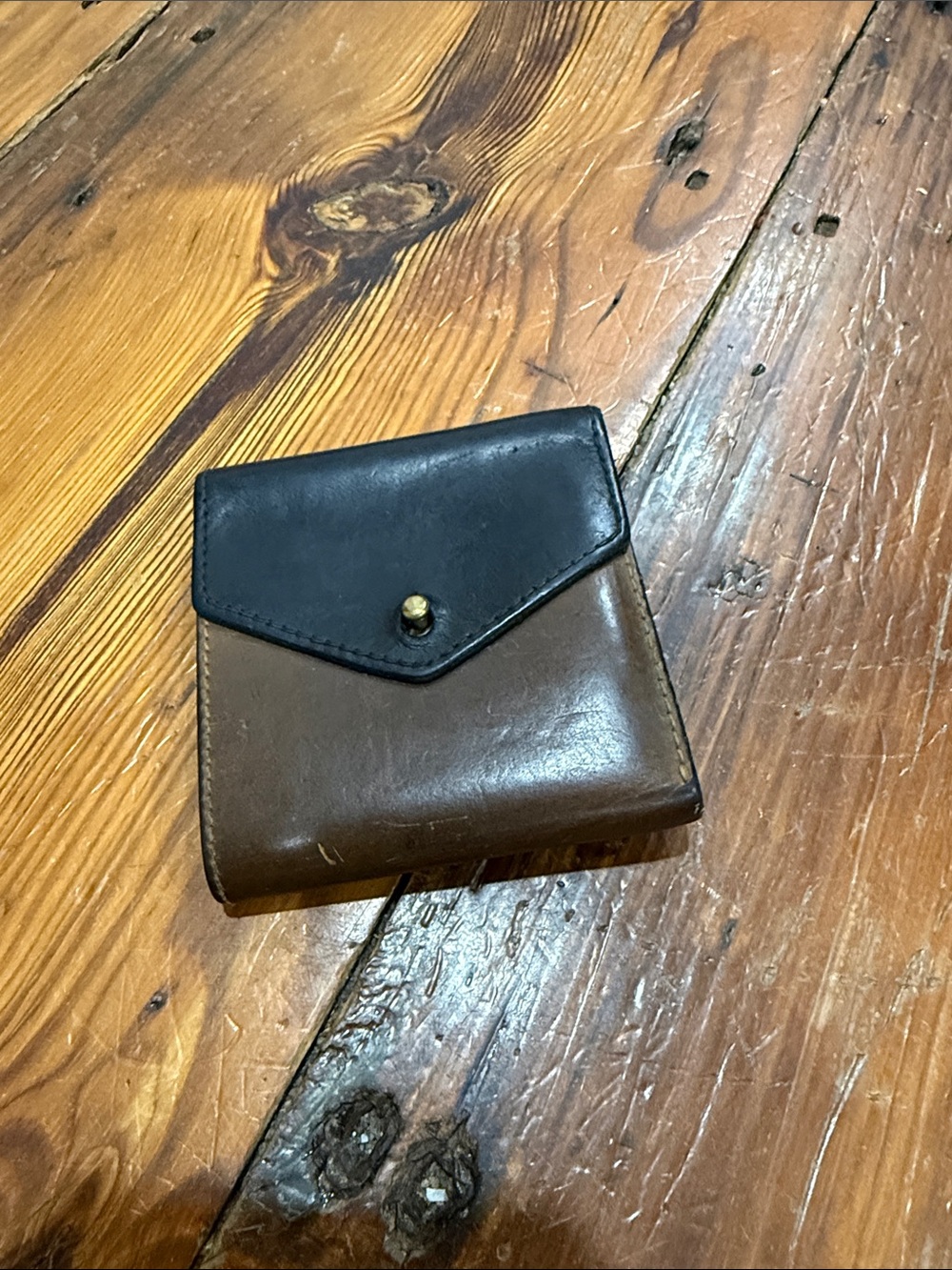 Madewell Two-Tone Leather Wallet in Black and Brown